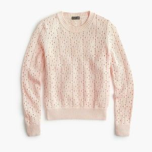 J Crew Point Sur Pink Allover Pointelle Sweater